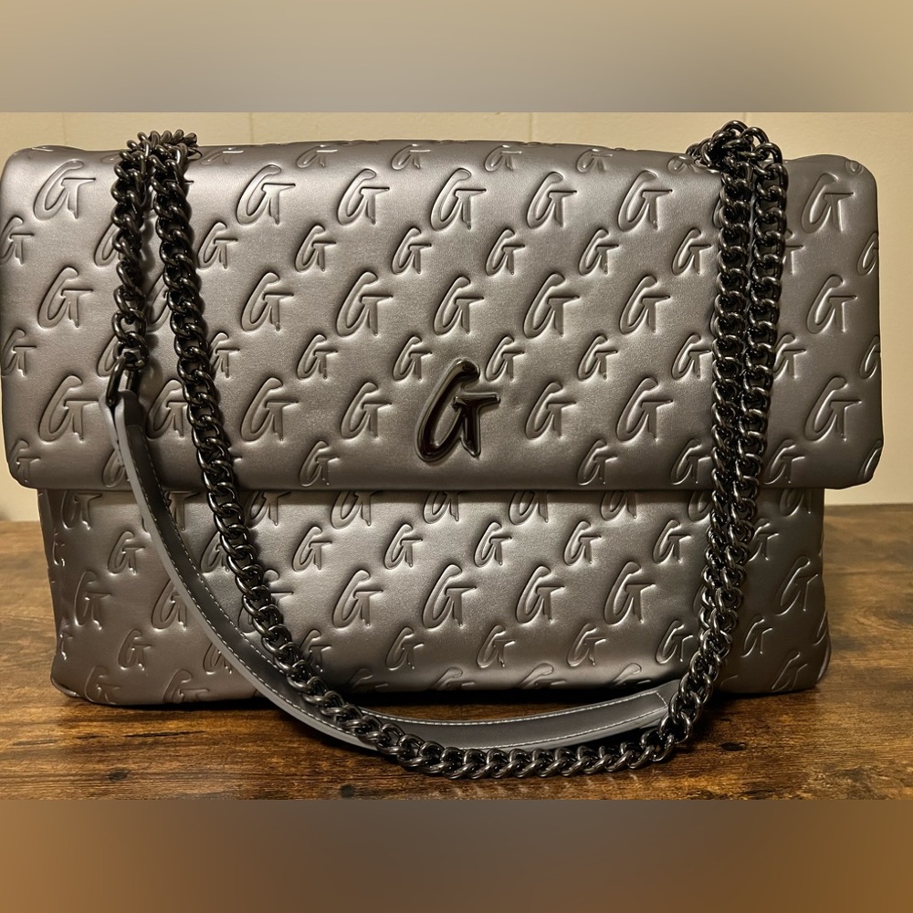 MONOGRAM LARGE CLASSIC FLAP BAG PLATINUM